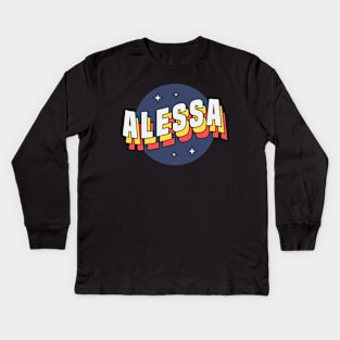 Alessa - Colorful Layered Retro Letters Kids Long Sleeve T-Shirt